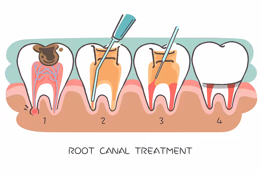 Tooth With Root Canal Treatment On The Hwite Background